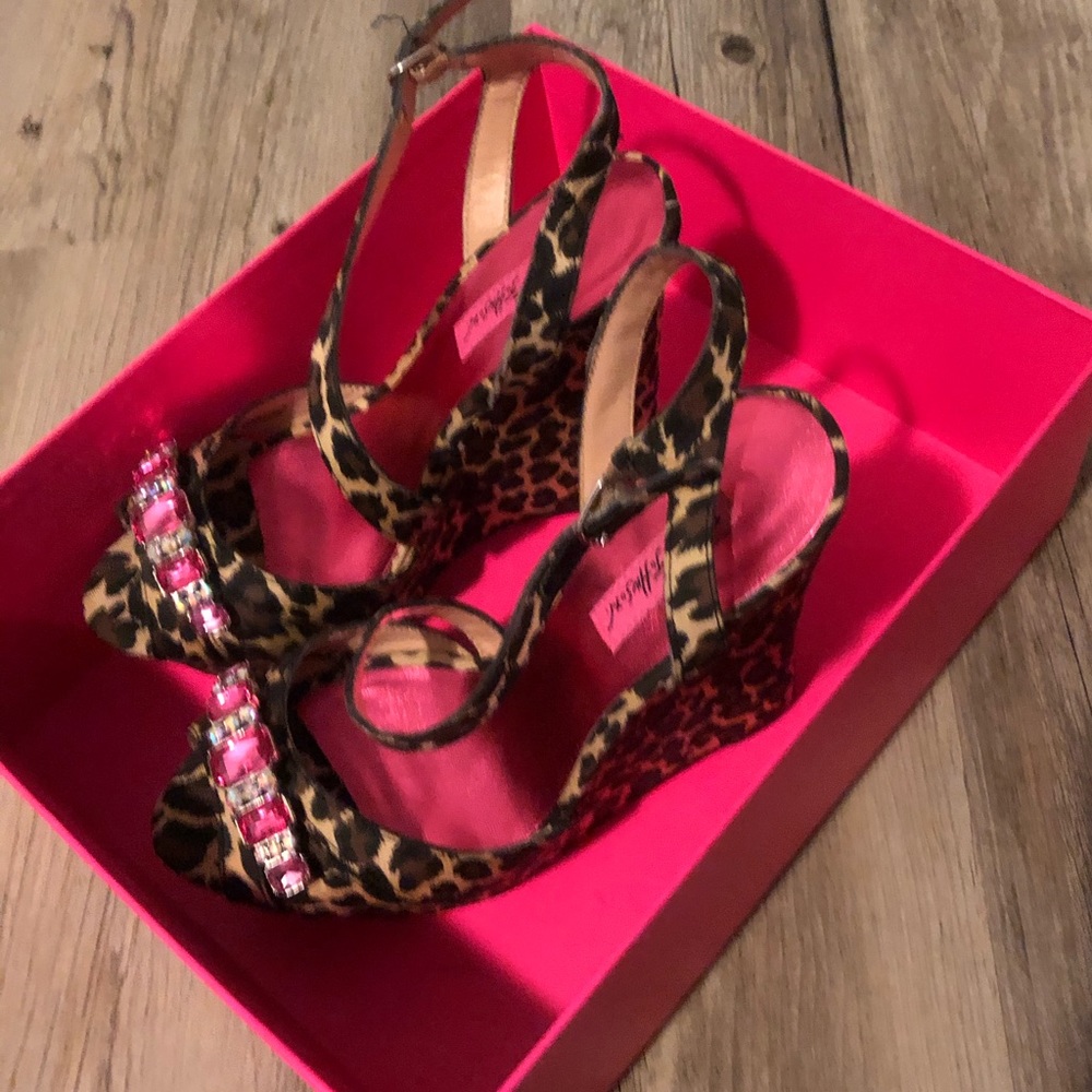 Betsey Johnson Leopard Studded Wedges!
